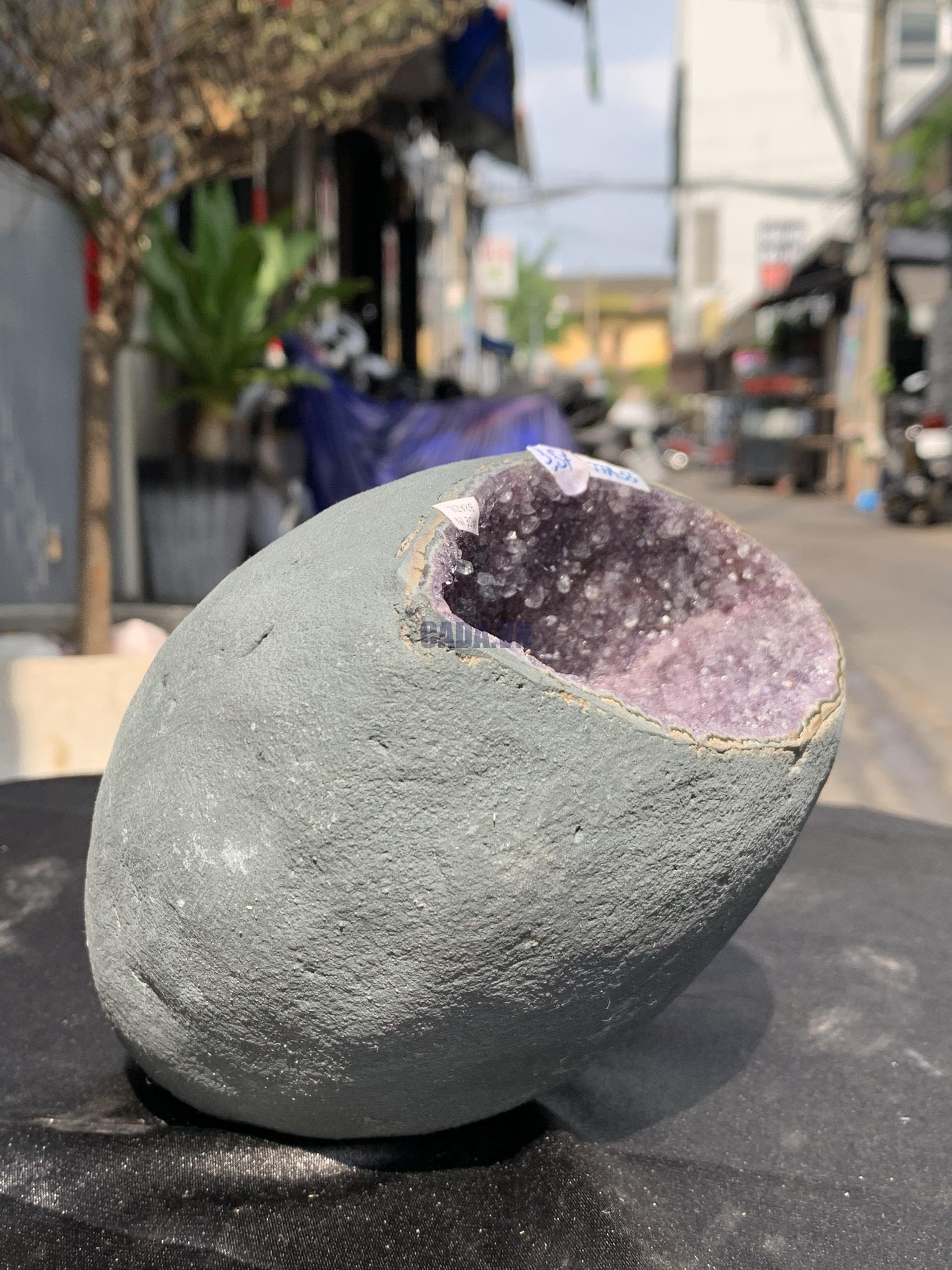 Túi Tiền – Ổ Tụ Tài Thạch Anh Tím – Amethyst (TAT55), KT: 12x6,5x15CM, KL : 1,815kg