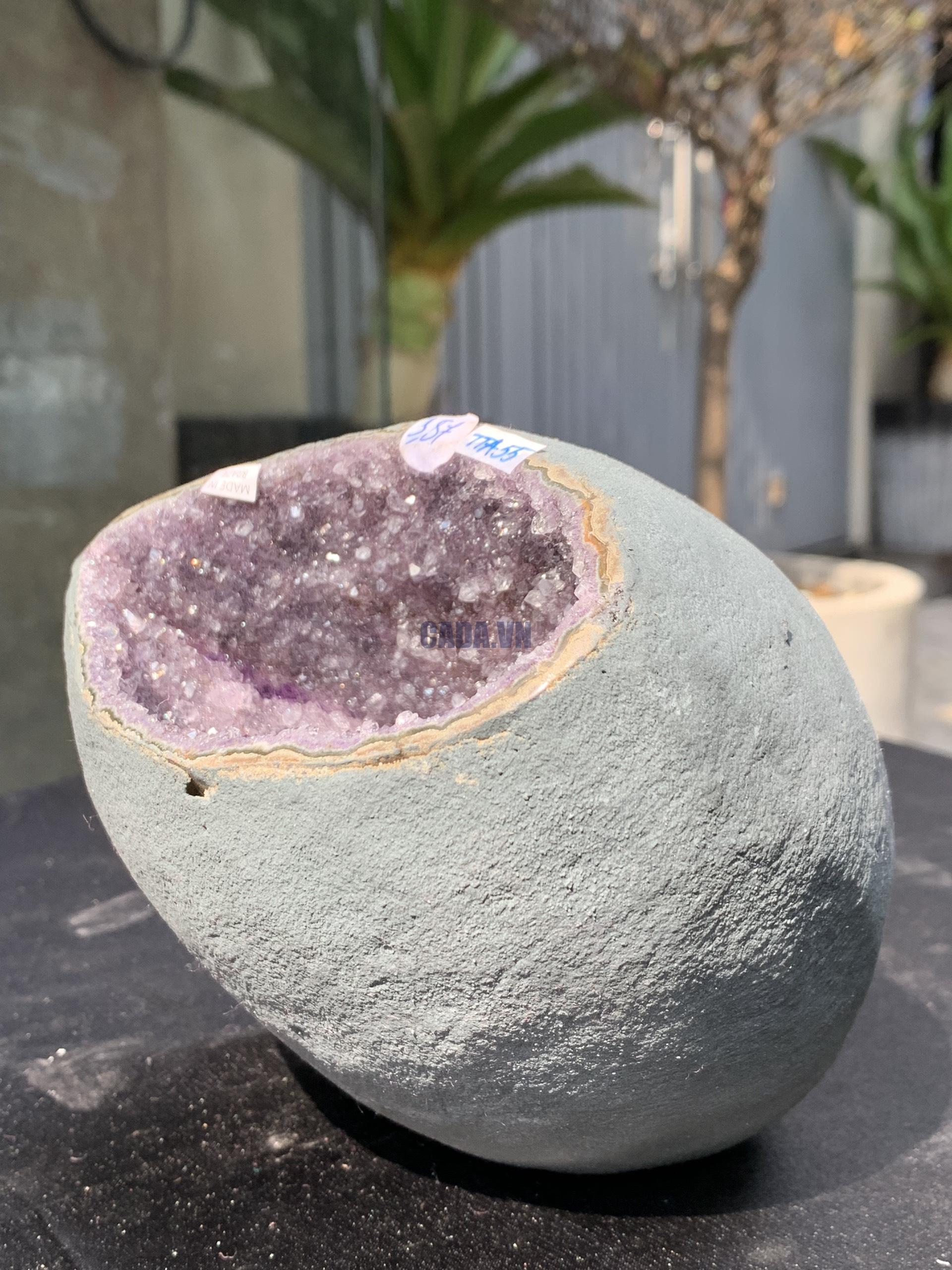 Túi Tiền – Ổ Tụ Tài Thạch Anh Tím – Amethyst (TAT55), KT: 12x6,5x15CM, KL : 1,815kg