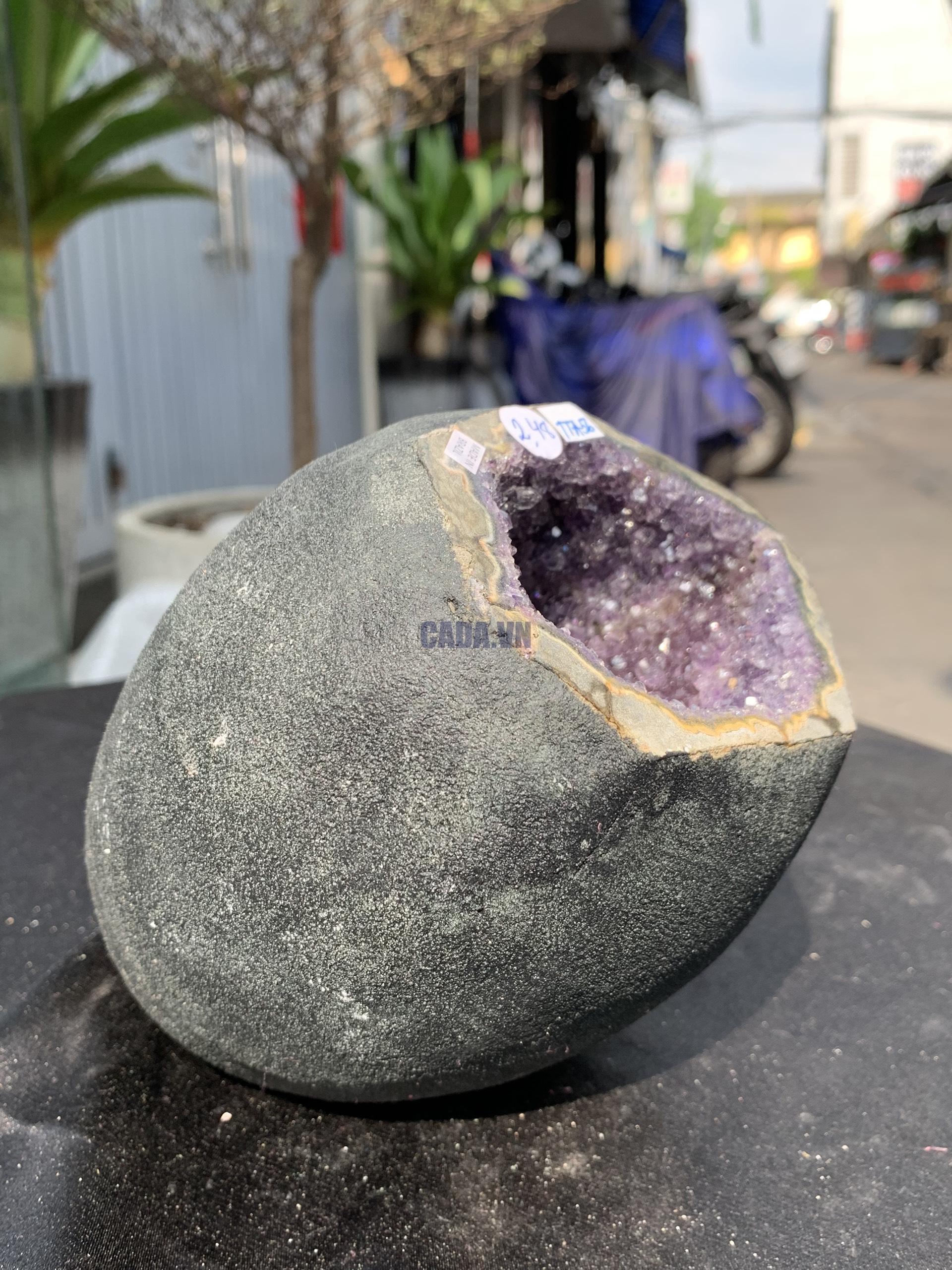 Túi Tiền – Ổ Tụ Tài Thạch Anh Tím – Amethyst (TAT56), KT: 10x8x16CM, KL : 2,45kg