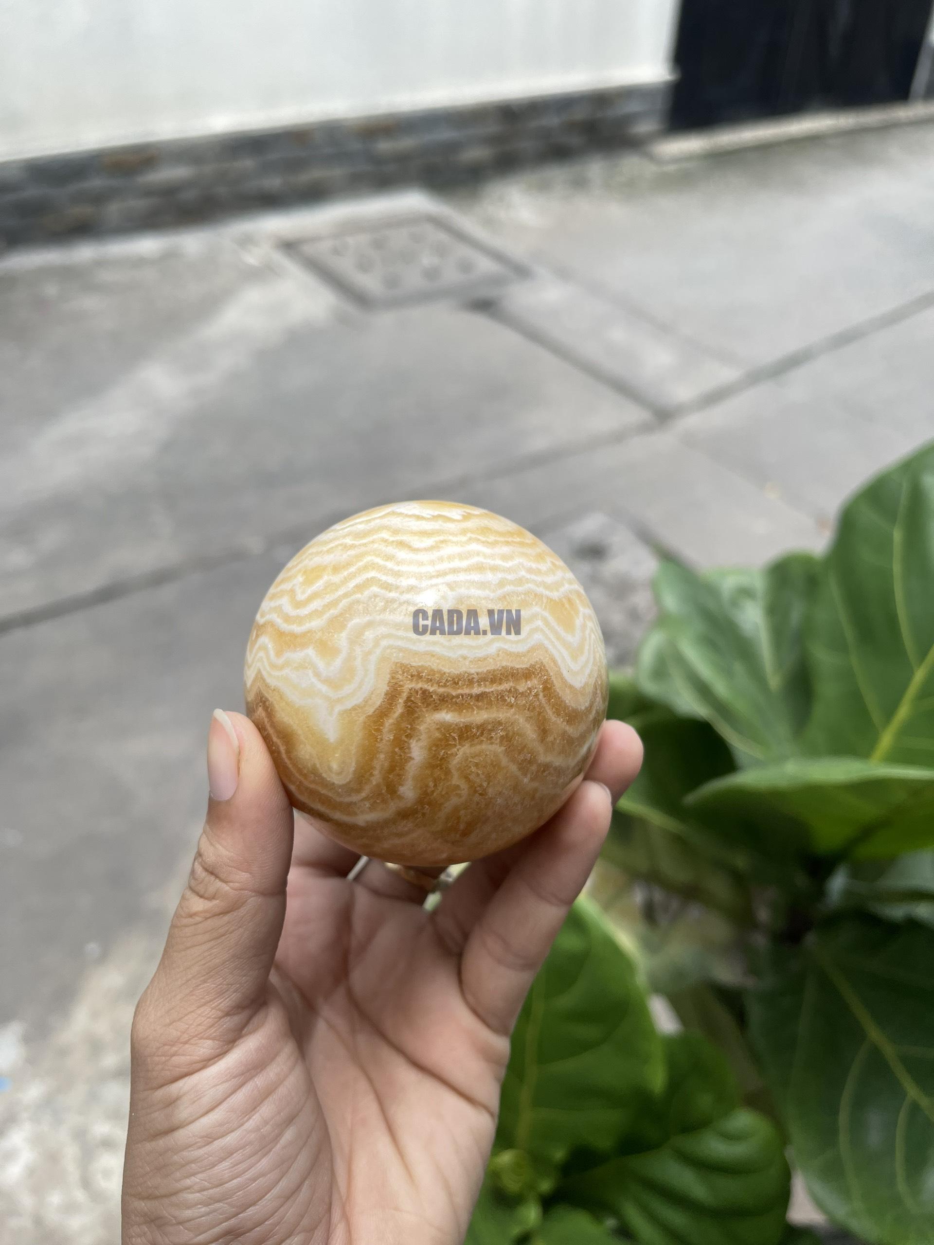 Bi cầu Yellow Calcite | Đá trang trí, sưu tầm, healing | CADA DECOR