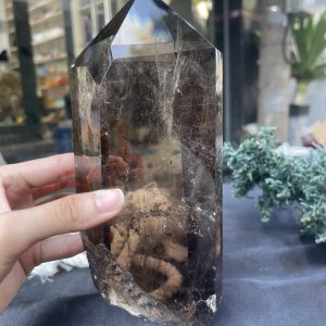 TRỤ THẠCH ANH KHÓI - SMOKY QUARTZ POINT (TAK26), KL:1,534KG, KT: 22,5*9CM