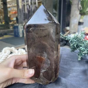 TRỤ THẠCH ANH KHÓI - SMOKY QUARTZ POINT (TAK21), KL:1,316KG, KT: 20*8,5CM