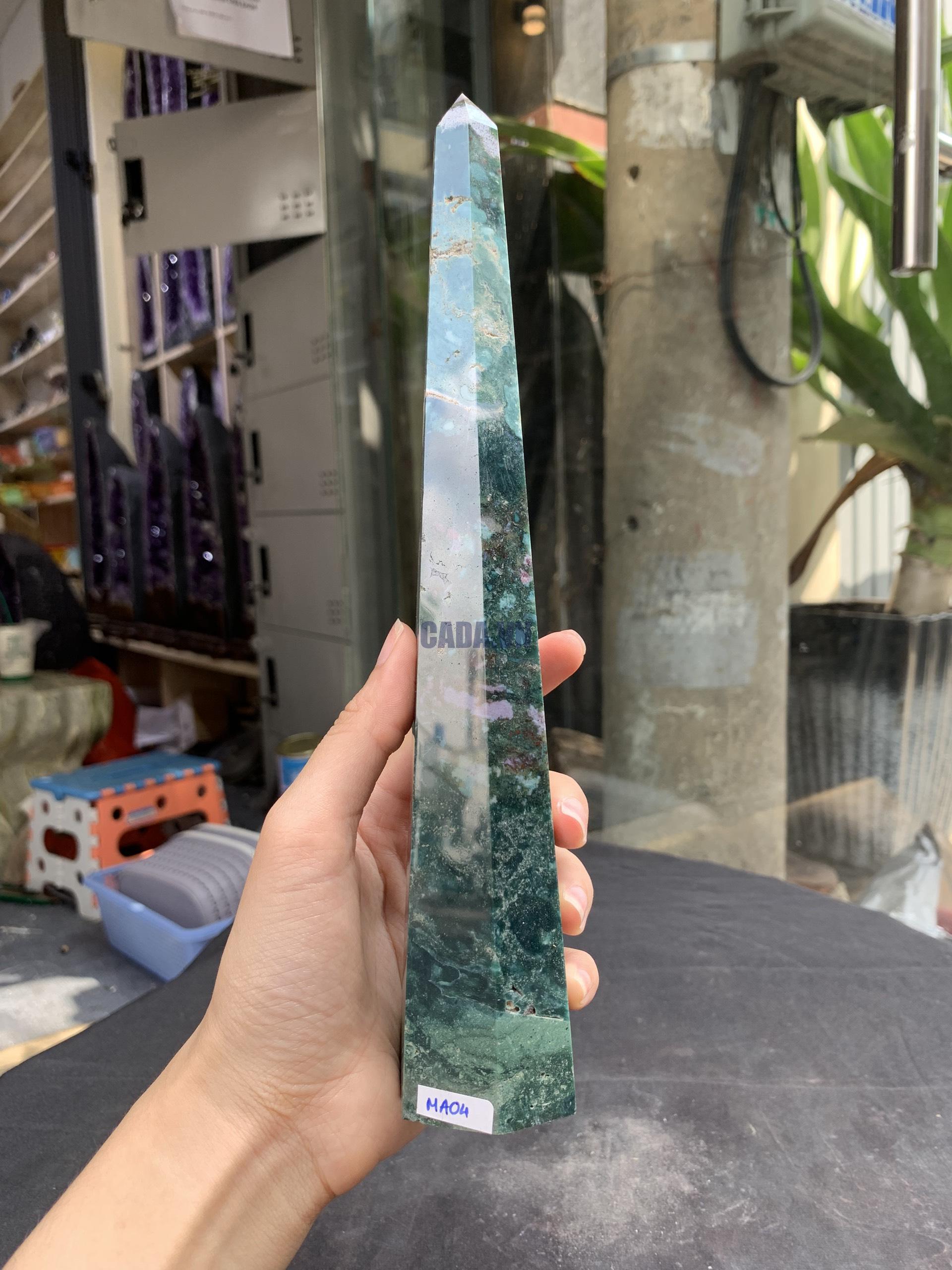 TRỤ MOSS AGATE (MA04), KT 25*4,5CM, KL 484GRAM| CADA DECOR