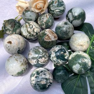 Bi cầu Moss Agate | Đá trang trí, sưu tầm, healing | CADA DECOR