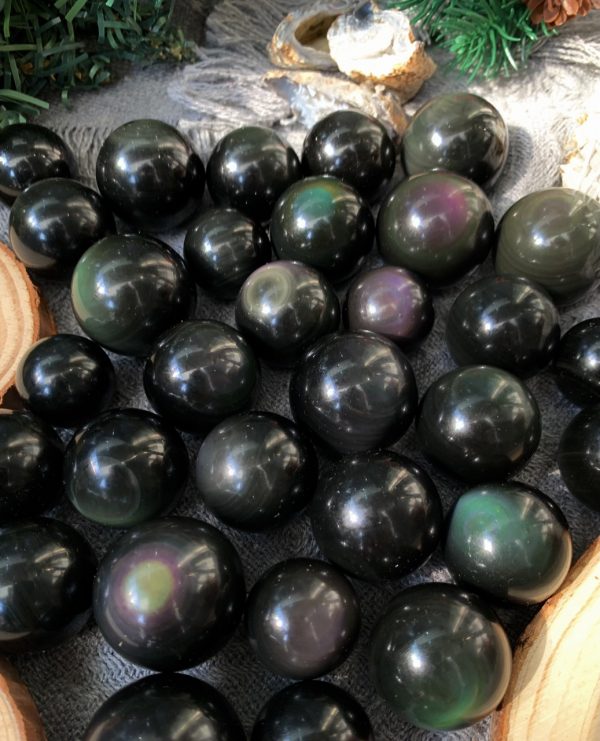 Bi cầu Rainbow Obsidian | Đá trang trí, sưu tầm, healing | CADA DECOR