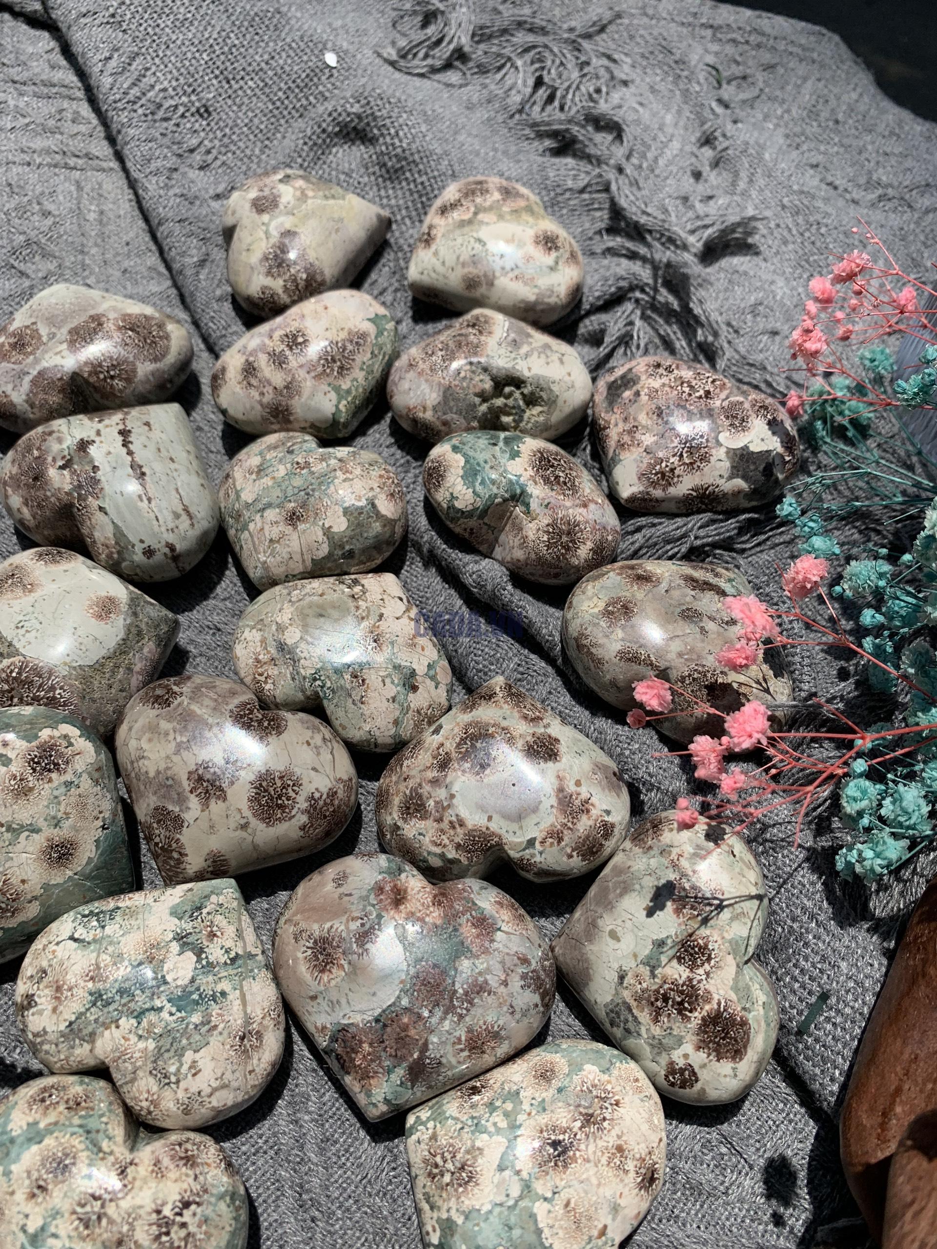 Russian Flower Agate Heart | Đá trang trí, sưu tầm, healing | CADA DECOR
