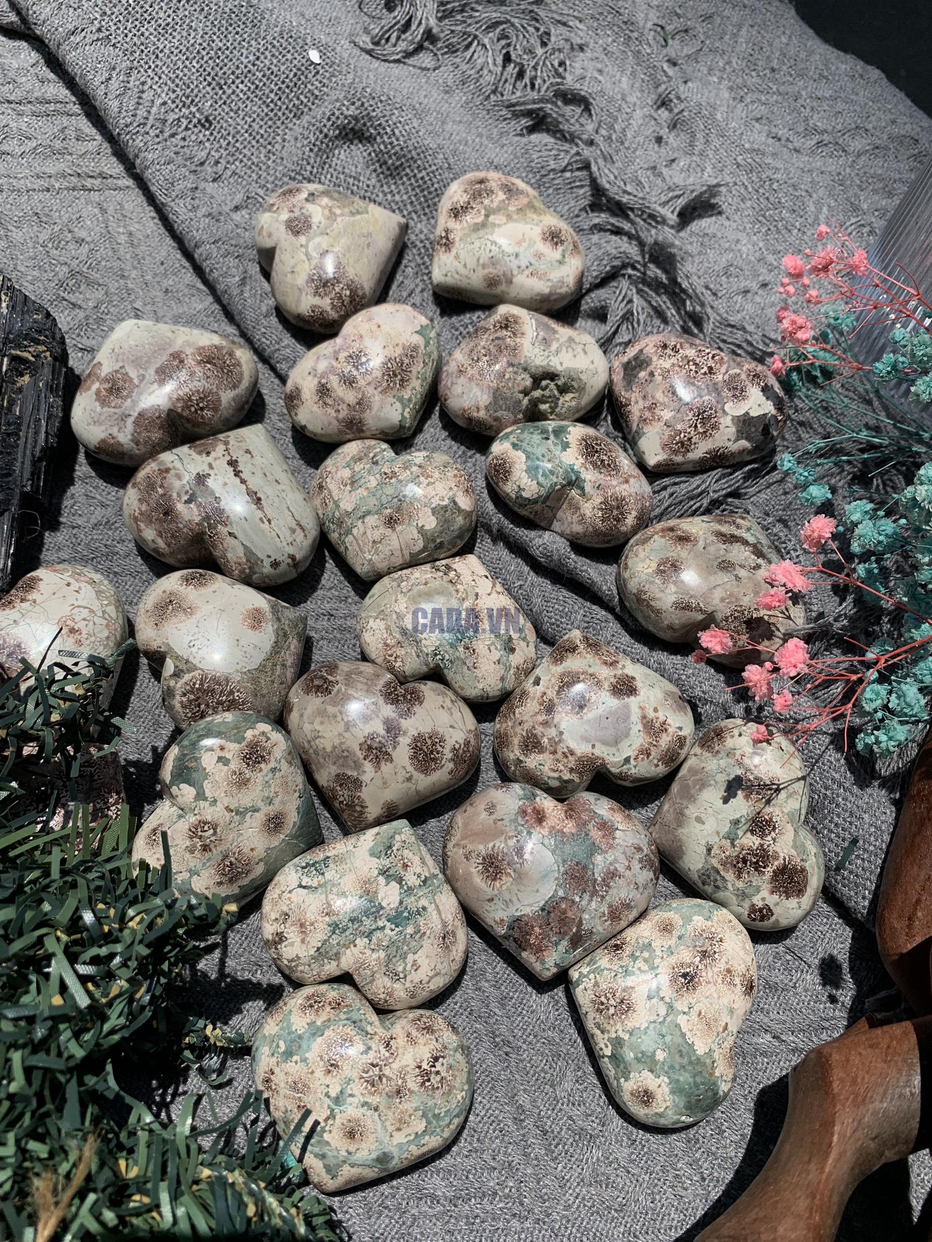 Russian Flower Agate Heart | Đá trang trí, sưu tầm, healing | CADA DECOR