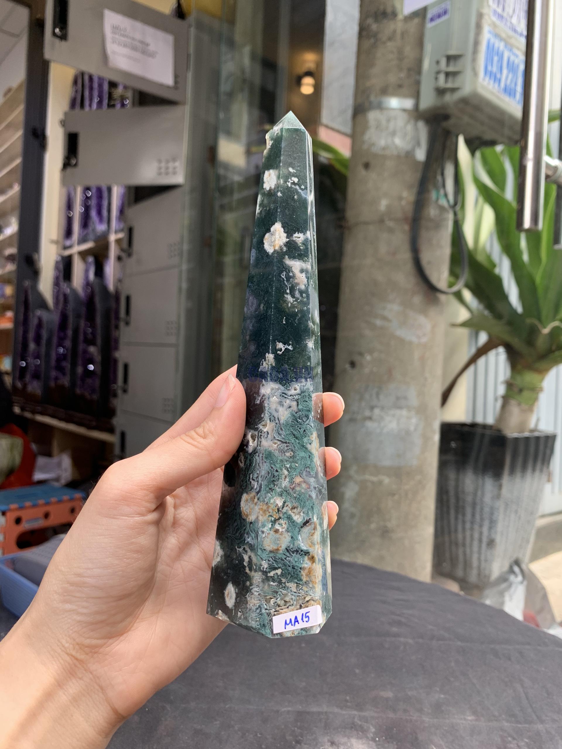 TRỤ MOSS AGATE (MA15), KT 19,5*4,3CM, KL 380GRAM| CADA DECOR