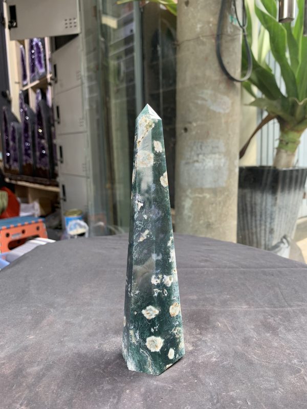 TRỤ MOSS AGATE (MA15), KT 19,5*4,3CM, KL 380GRAM| CADA DECOR