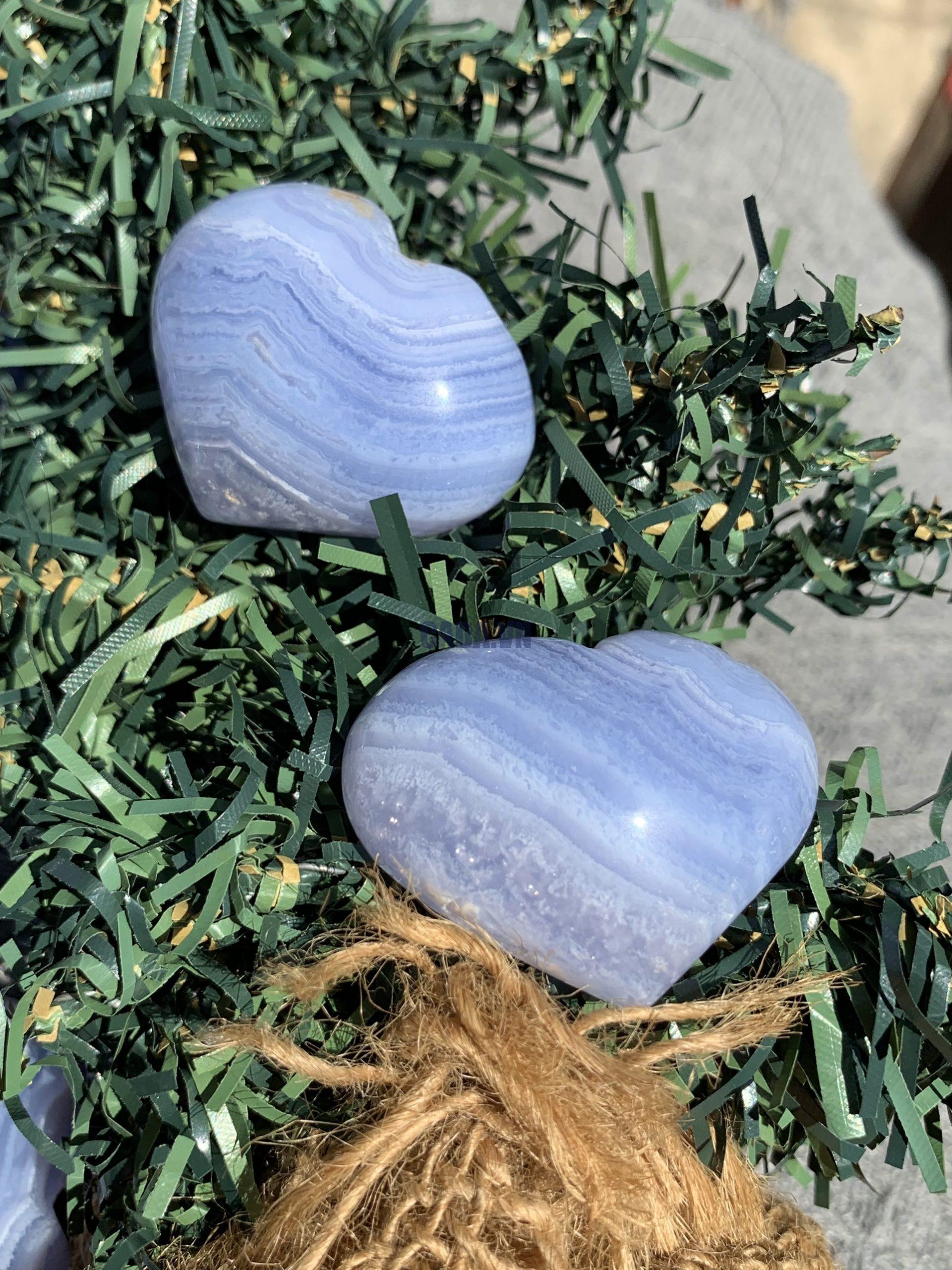 Blue Lace Agate Heart | Đá trang trí, sưu tầm, healing | CADA DECOR