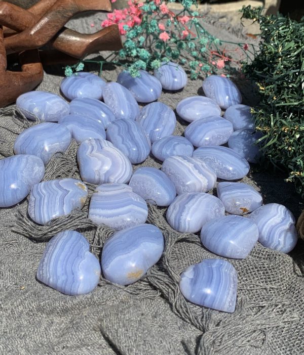 Blue Lace Agate Heart | Đá trang trí, sưu tầm, healing | CADA DECOR