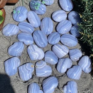 Blue Lace Agate Heart | Đá trang trí, sưu tầm, healing | CADA DECOR