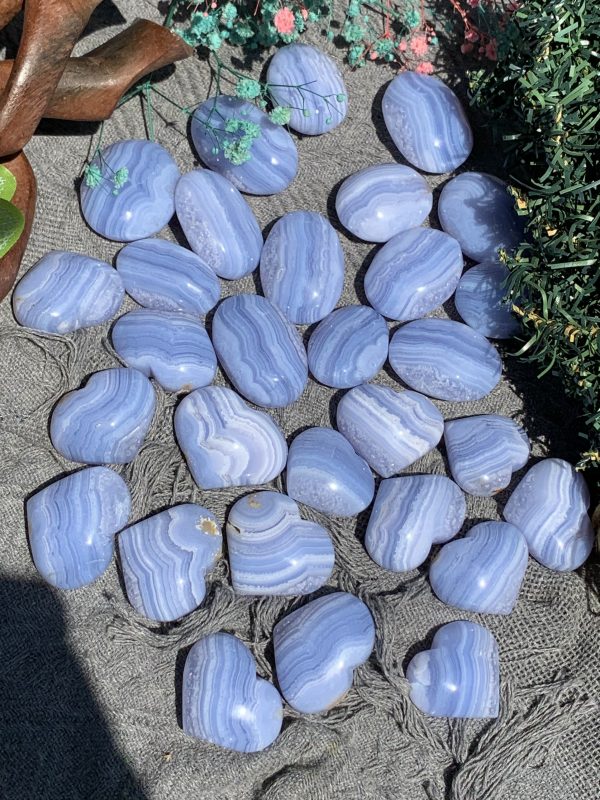 Blue Lace Agate Heart | Đá trang trí, sưu tầm, healing | CADA DECOR