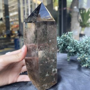 TRỤ THẠCH ANH KHÓI - SMOKY QUARTZ POINT (TAK22), KL:1,218KG, KT: 18*7,5CM
