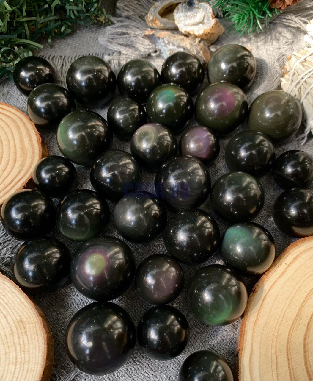 Bi cầu Rainbow Obsidian | Đá trang trí, sưu tầm, healing | CADA DECOR