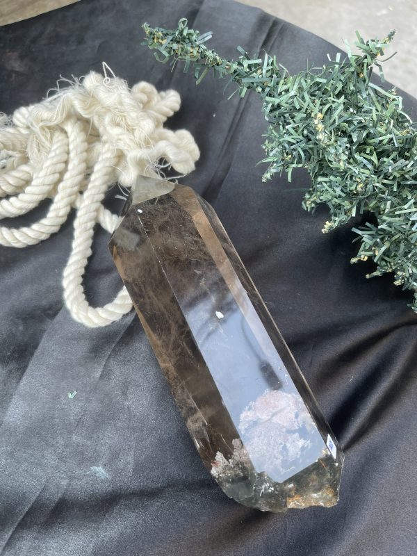 TRỤ THẠCH ANH KHÓI - SMOKY QUARTZ POINT (TAK25), KL:1,294KG, KT: 20,5*7,5CM