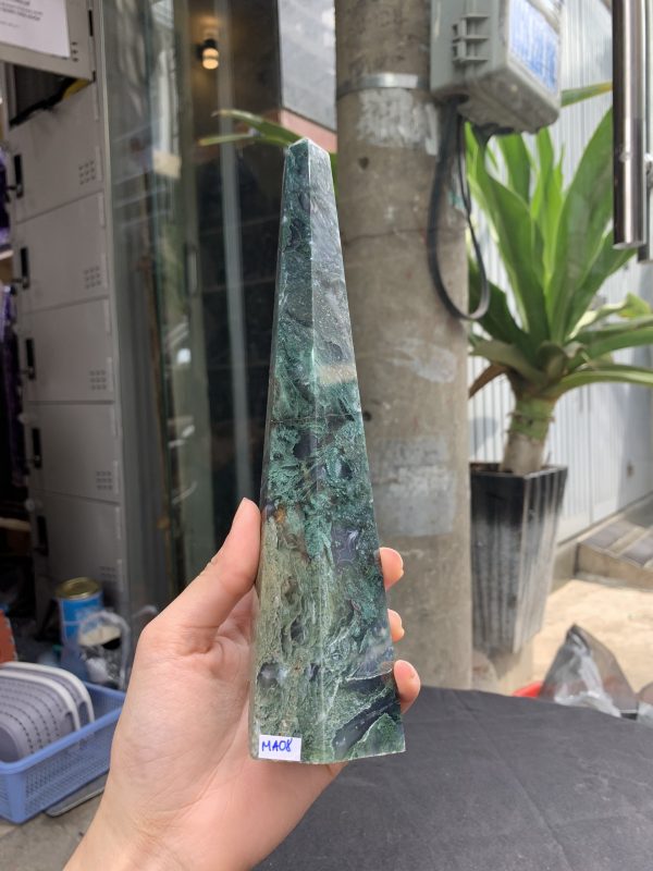 TRỤ MOSS AGATE (MA08), KT 25*5CM, KL 612GRAM| CADA DECOR