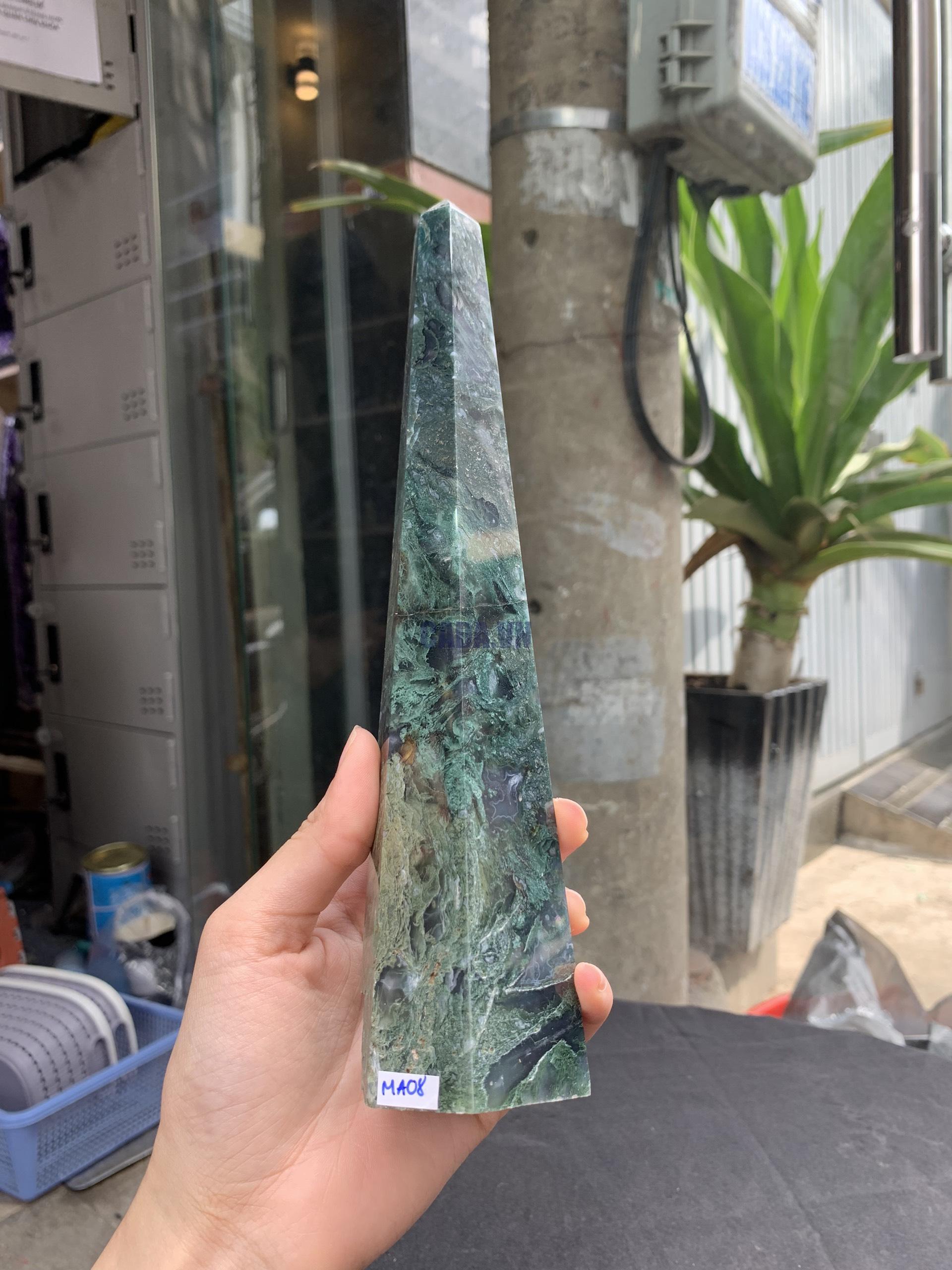 TRỤ MOSS AGATE (MA08), KT 25*5CM, KL 612GRAM| CADA DECOR