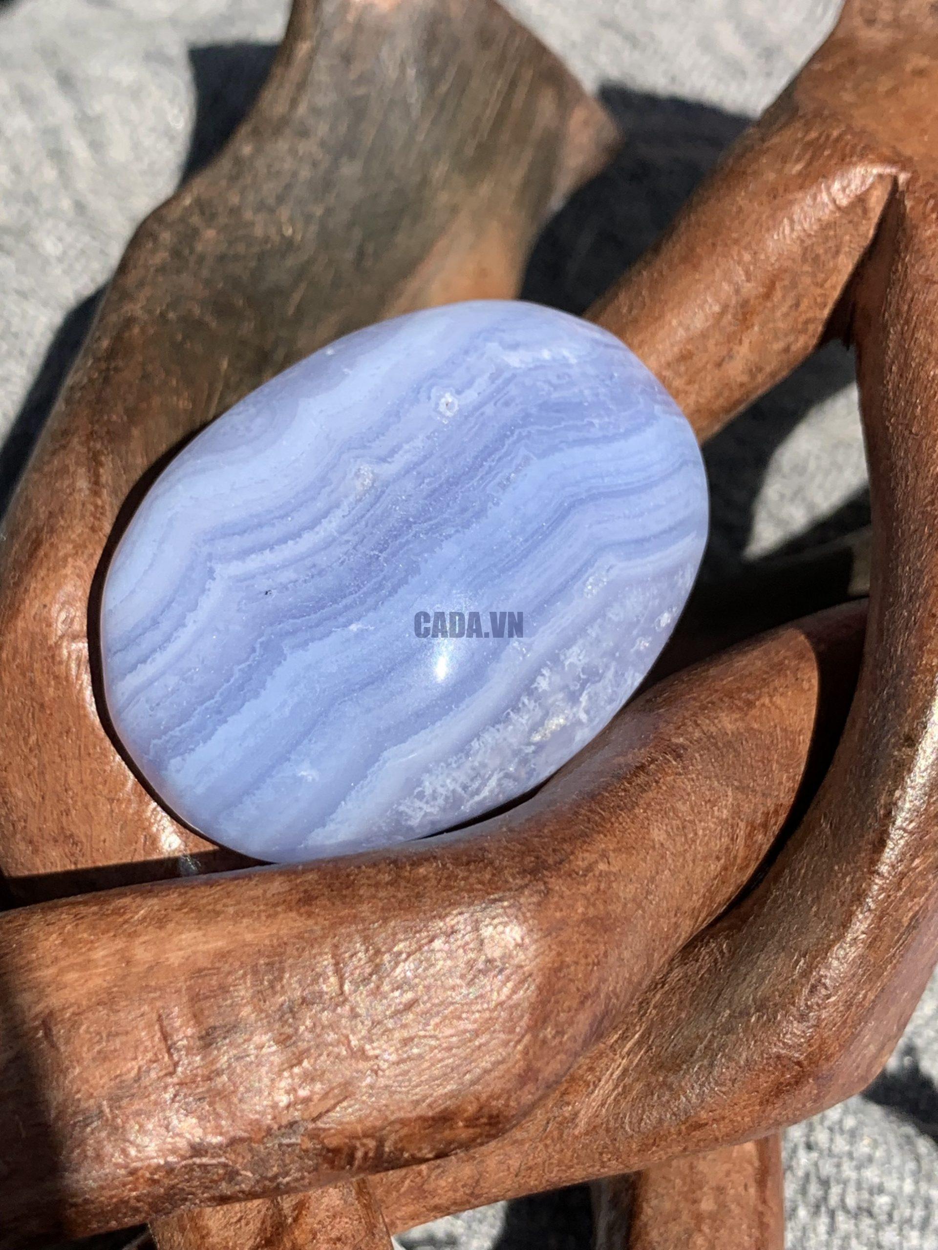 Palm Blue Lace Agate | Đá trang trí, sưu tầm, healing | CADA DECOR