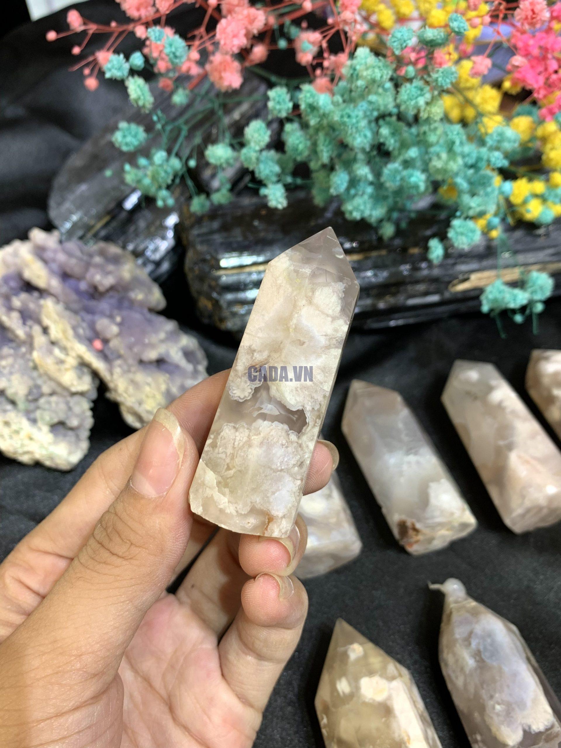 Trụ mã não hoa - Flower Agate Point| Trụ đá thanh tẩy sưu tầm, tarot| CADA DECOR