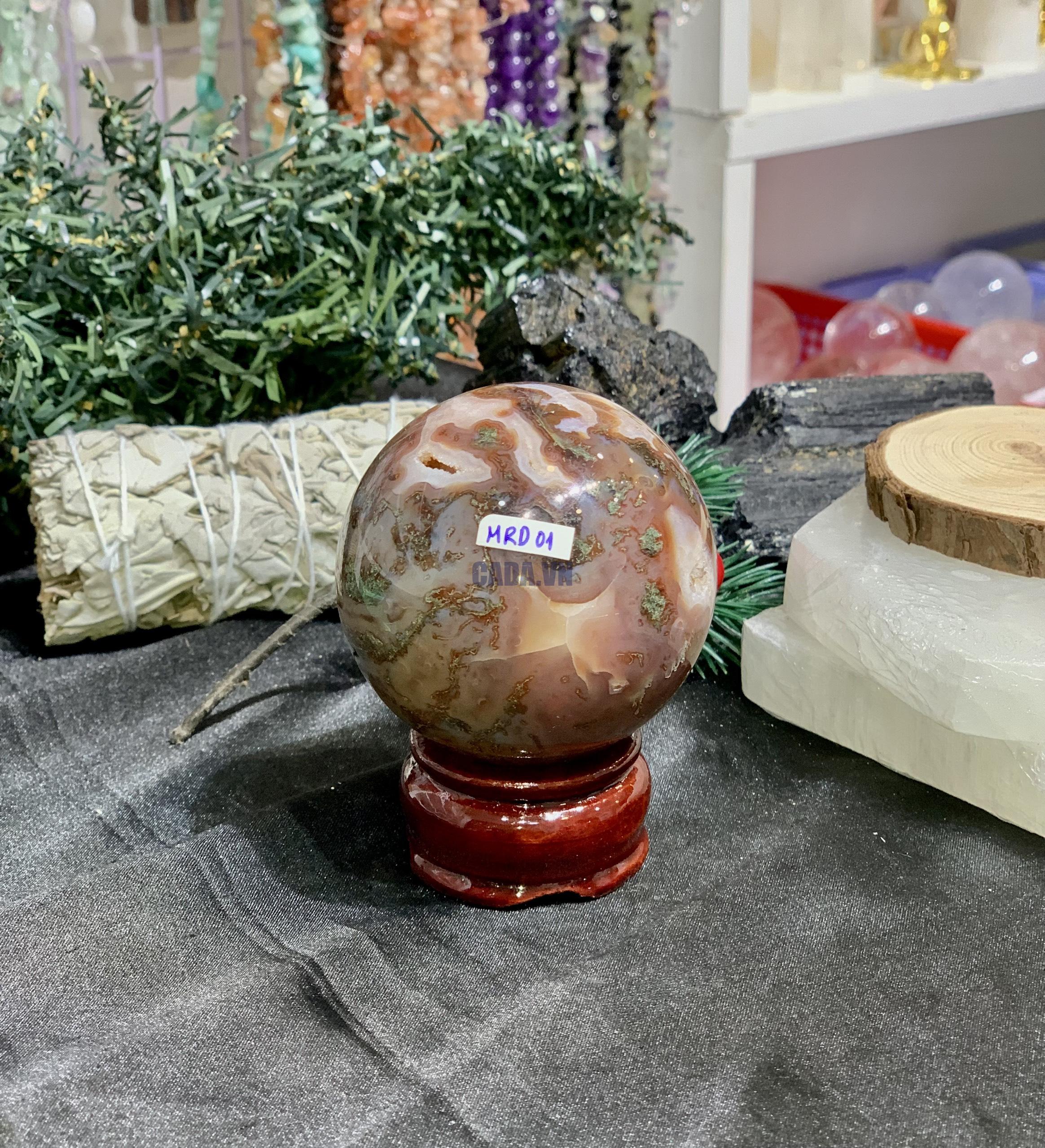 Bi cầu Red Moss Agate (MRD01) - KL: 296GRAM, ĐK: 6,02CM
