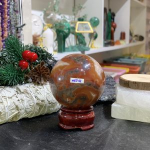 Bi cầu Red Moss Agate (MRD02) - KL: 326GRAM, ĐK: 6,18CM