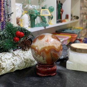 Bi cầu Red Moss Agate (MRD02) - KL: 326GRAM, ĐK: 6,18CM