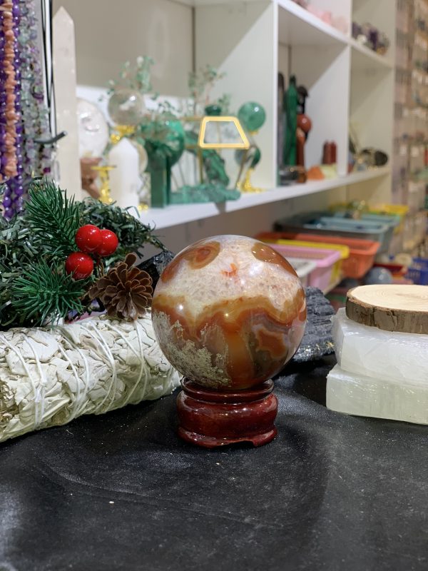 Bi cầu Red Moss Agate (MRD02) - KL: 326GRAM, ĐK: 6,18CM