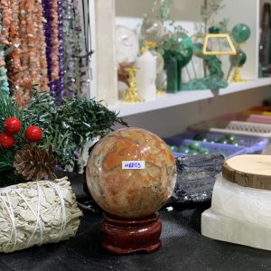 Bi cầu Red Moss Agate (MRD03) - KL: 278GRAM, ĐK: 5,98CM