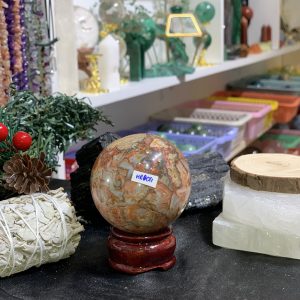 Bi cầu Red Moss Agate (MRD04) - KL: 280GRAM, ĐK: 5,92CM