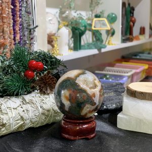 Bi cầu Red Moss Agate (MRD05) - KL: 242GRAM, ĐK: 5,61CM