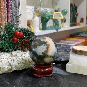 Bi cầu Red Moss Agate (MRD05) - KL: 242GRAM, ĐK: 5,61CM