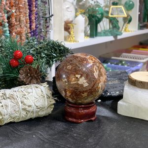Bi cầu Red Moss Agate (MRD06) - KL: 346GRAM, ĐK: 6,33CM