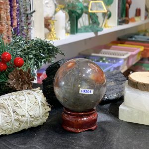 Bi cầu Red Moss Agate (MRD07) - KL: 280GRAM, ĐK: 5,93CM