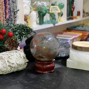 Bi cầu Red Moss Agate (MRD07) - KL: 280GRAM, ĐK: 5,93CM