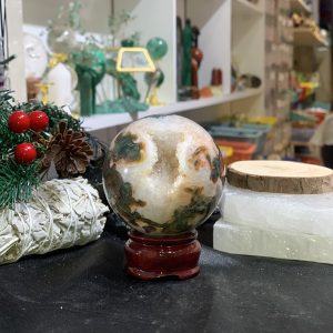 Bi cầu Red Moss Agate (MRD09) - KL: 374GRAM, ĐK: 6,55CM