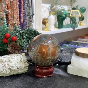 Bi cầu Red Moss Agate (MRD10) - KL: 392GRAM, ĐK: 6,56CM