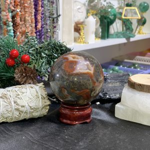 Bi cầu Red Moss Agate (MRD10) - KL: 392GRAM, ĐK: 6,56CM