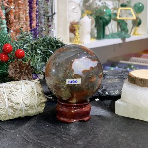 Bi cầu Red Moss Agate (MRD10) - KL: 392GRAM, ĐK: 6,56CM
