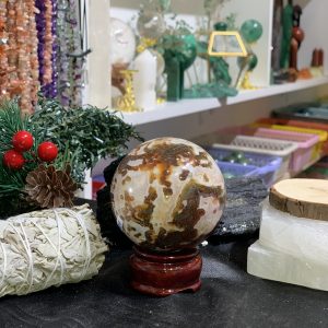 Bi cầu Red Moss Agate (MRD11) - KL: 350GRAM, ĐK: 6,39CM