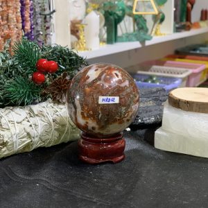 Bi cầu Red Moss Agate (MRD12) - KL: 338GRAM, ĐK: 6,3CM