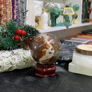 Bi cầu Red Moss Agate (MRD14) - KL: 288GRAM, ĐK: 6,02CM