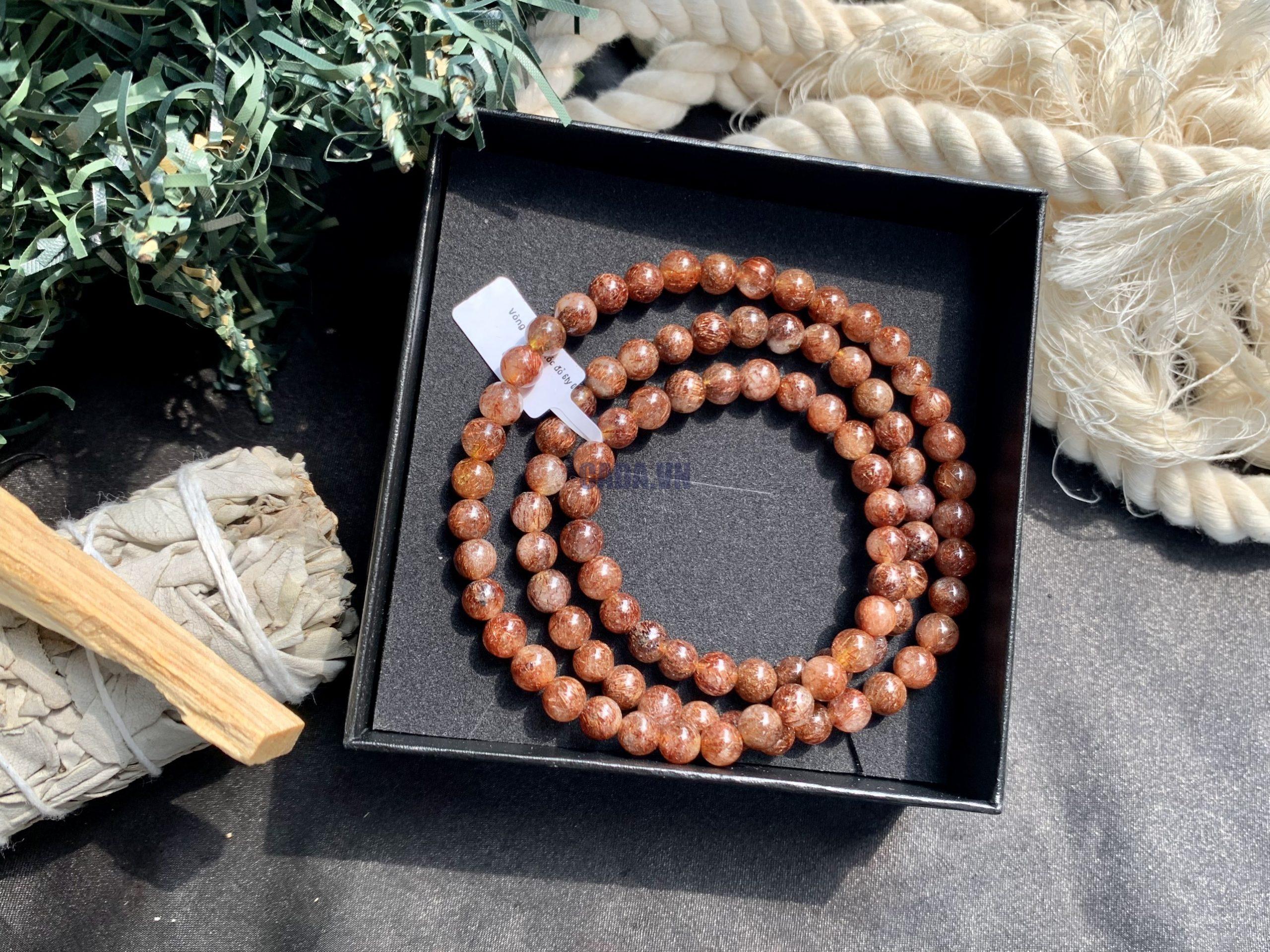 Vòng Thạch anh Tóc đỏ 6mm 3 quấn | CADA DECOR