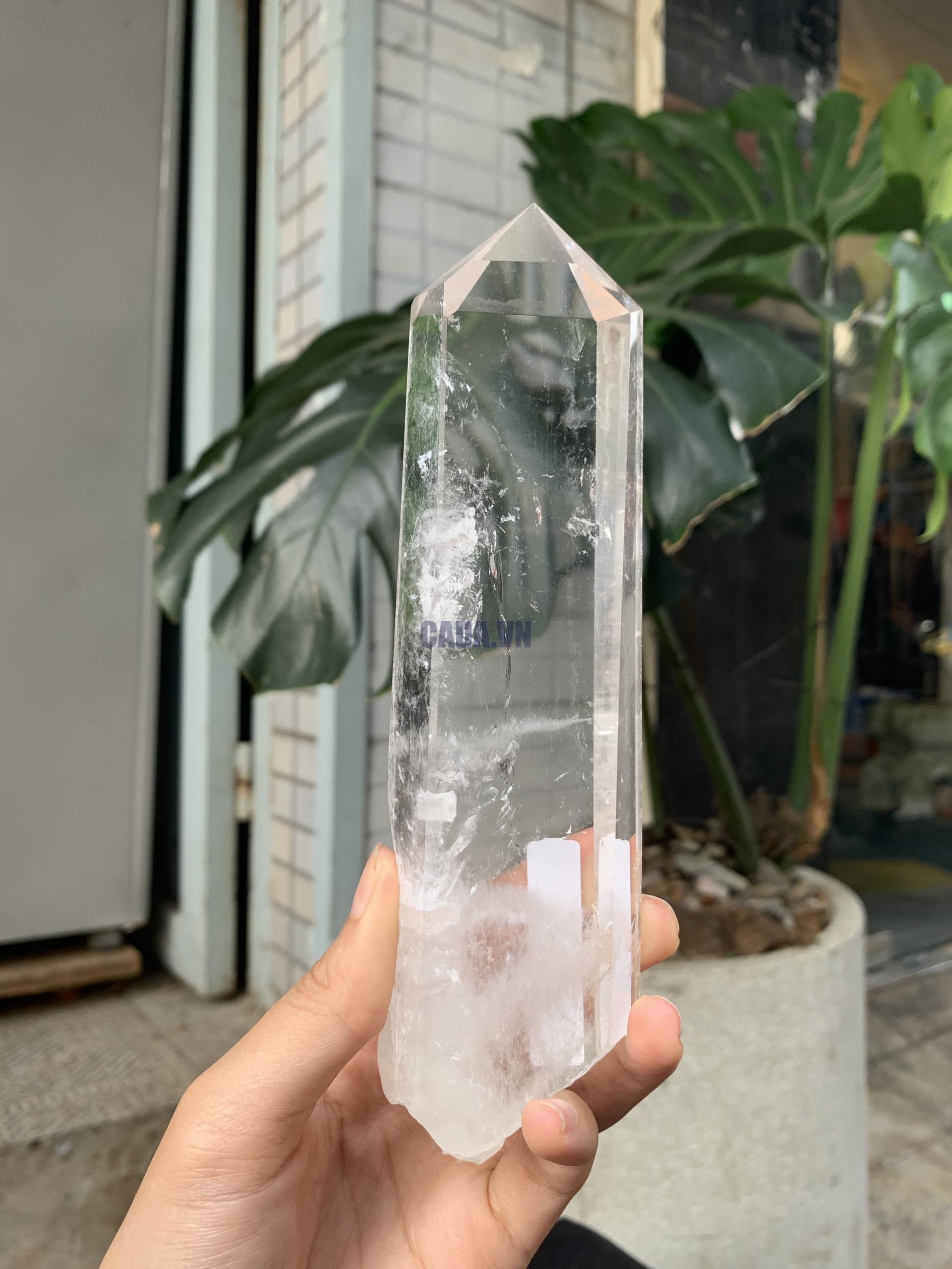 Trụ Thạch Anh Trắng trong – Clear Quartz Point, KL: 408GRAM (TTT220)