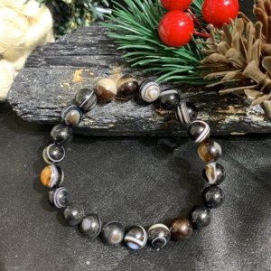 Vòng tay đá Mã não đen vân - vòng đơn | CADA DECOR