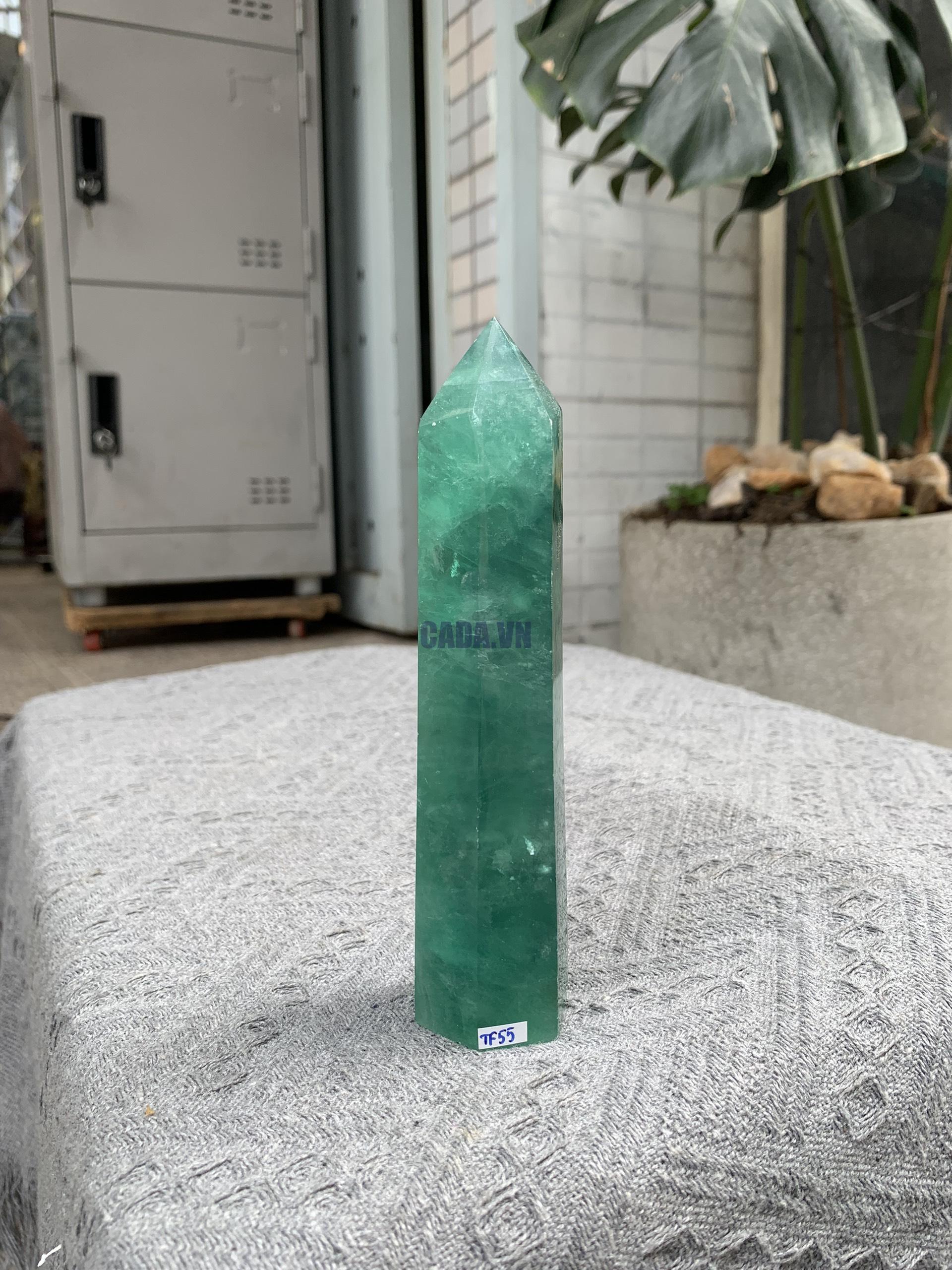 TRỤ ĐÁ FLUORITE MÀU XANH KT: 16*3,5CM, KL: 394GRAM (TF55) TRỤ ĐÁ FLUORITE MÀU XANH KT: 16*3,5CM, KL: 394GRAM (TF55)