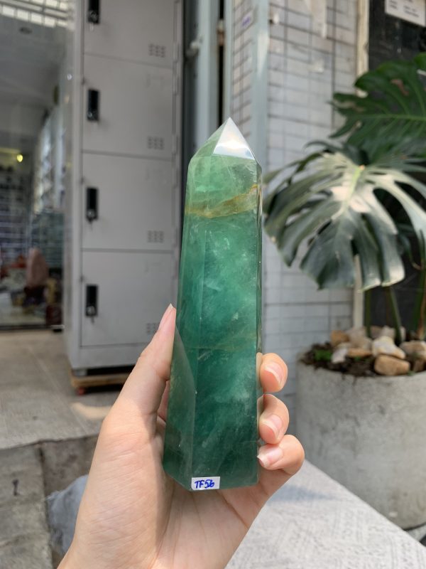 TRỤ ĐÁ FLUORITE MÀU XANH KT: 15*4CM, KL: 454GRAM (TF56)