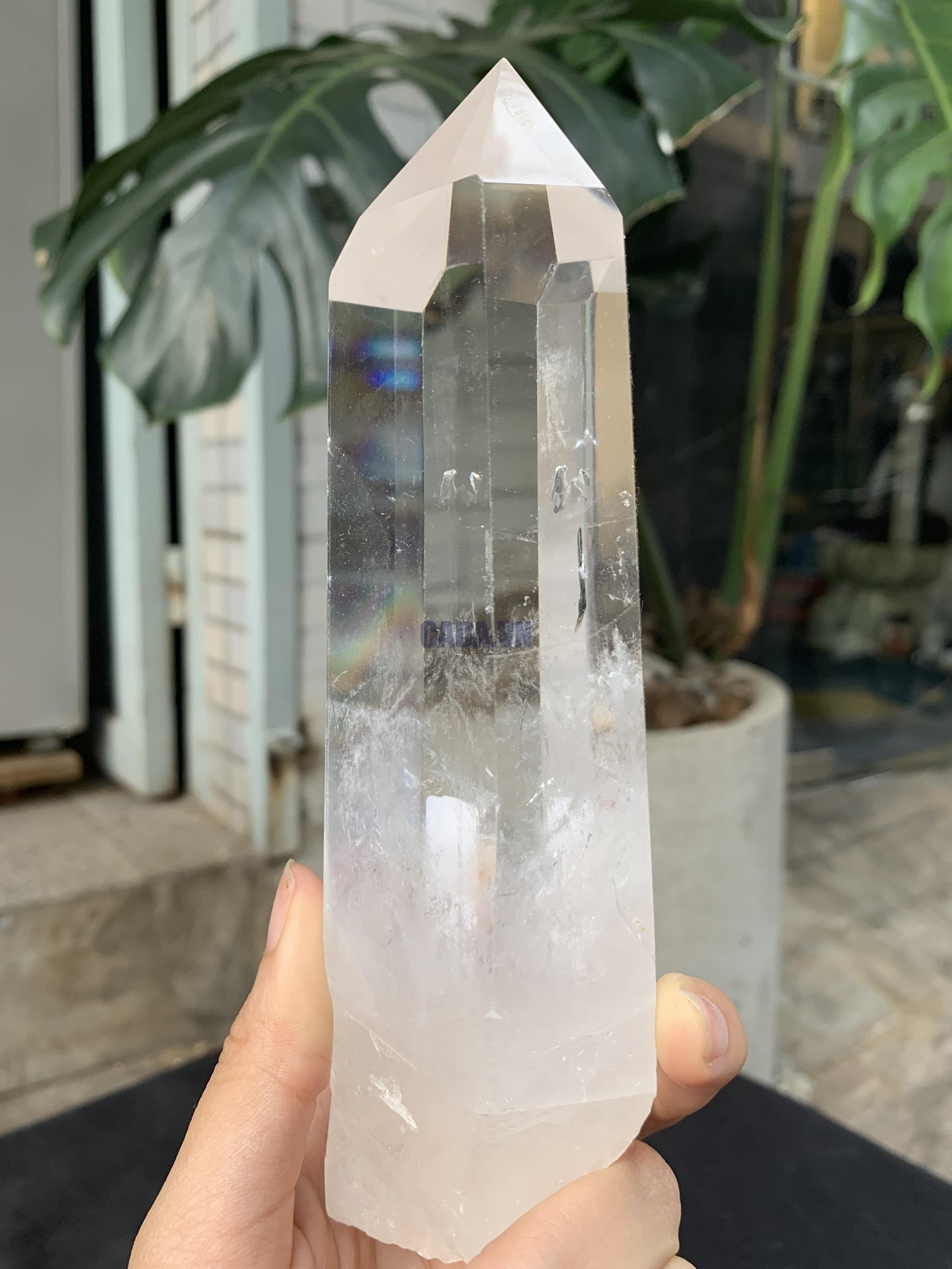 Trụ Thạch Anh Trắng trong – Clear Quartz Point, KL: 528GRAM (TTT221)