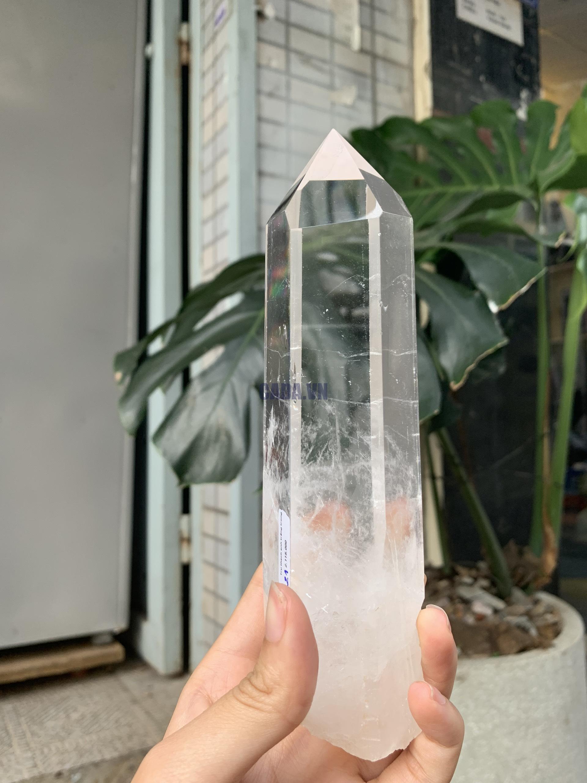 Trụ Thạch Anh Trắng trong – Clear Quartz Point, KL: 528GRAM (TTT221)