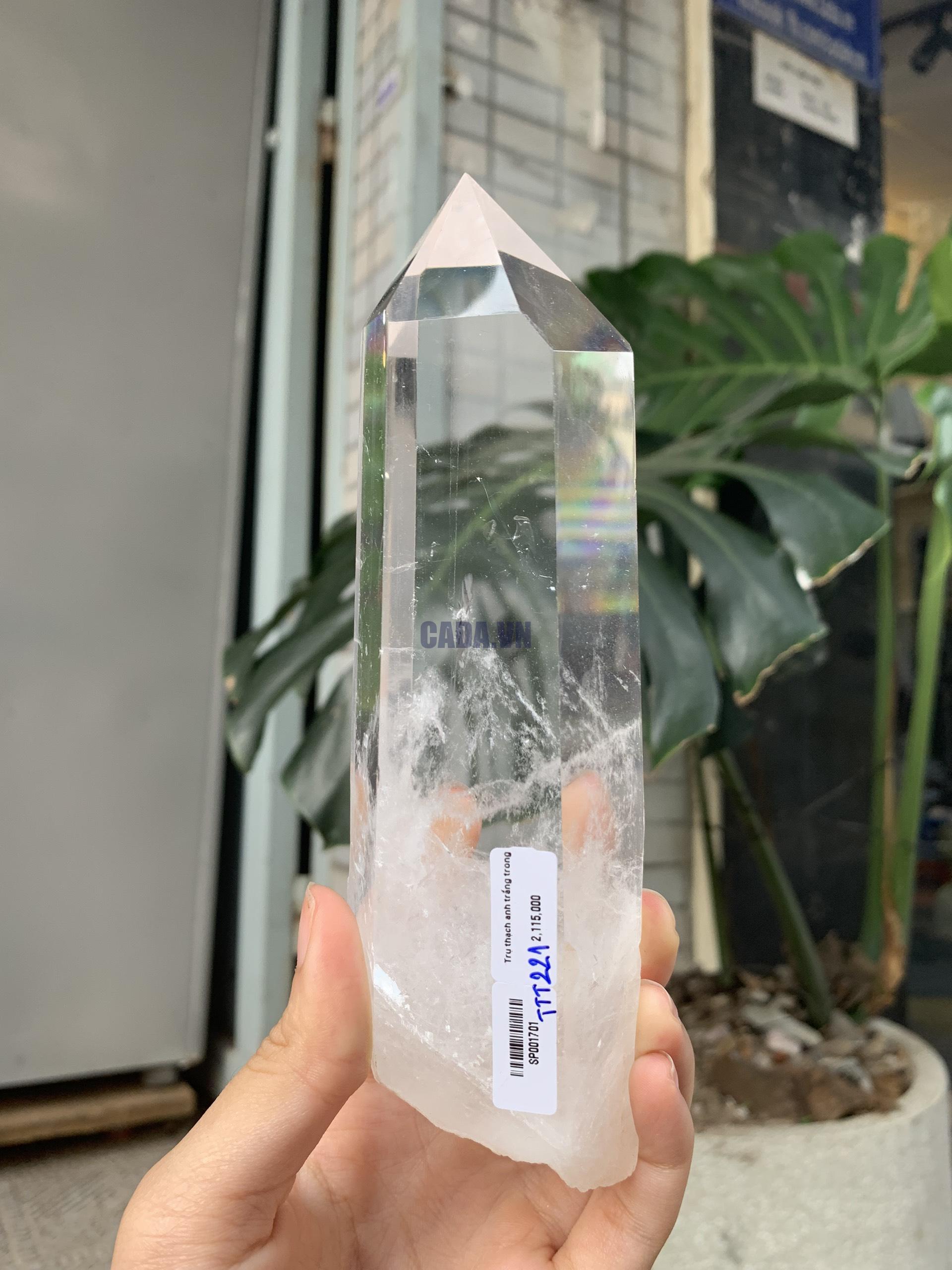 Trụ Thạch Anh Trắng trong – Clear Quartz Point, KL: 528GRAM (TTT221)